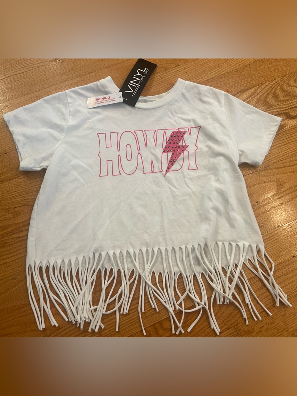 Vinyl Idolz White Fringe "HOWDY" Graphic Tee